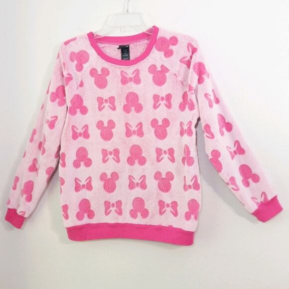 Disney pink furry fleece embossed sweatshirt M - Picture 1 of 10